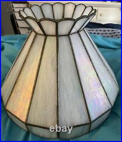 Vintage Aladdin Brass Tiffany Style Stained Glass Accent Kerosene Table Lamp