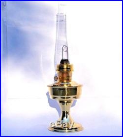 Vintage Aladdin Bright Brass Kerosene Oil Lantern Accent Table Lamp with Chimney