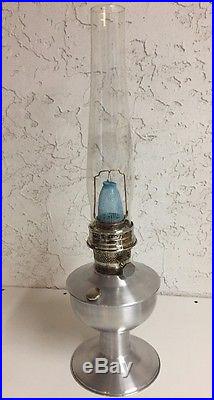 Vintage Aladdin Brushed Aluminum Oil Kerosene Shelf Lamp Model 23 Loxon Mantles