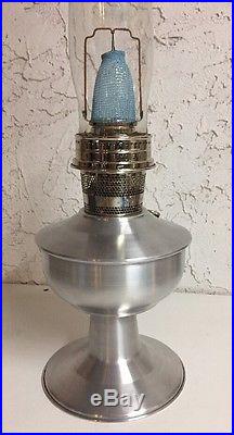 Vintage Aladdin Brushed Aluminum Oil Kerosene Shelf Lamp Model 23 Loxon Mantles
