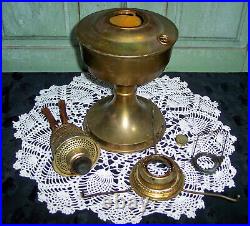 Vintage Aladdin Brushed Brass Table Lamp Model C Milk Glass Shade 10 Fitter
