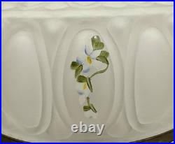 Vintage Aladdin Brushed Nickel Kerosene Lamp WithFlower Pattern Clear Glass Shade