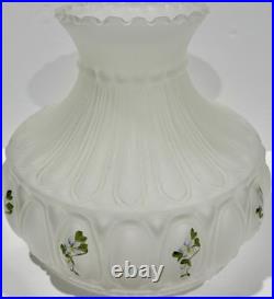 Vintage Aladdin Brushed Nickel Kerosene Lamp WithFlower Pattern Clear Glass Shade