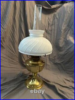 Vintage Aladdin Burner Oil Lamp No. 23 Brass With White Glass Shade Beautiful