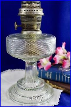 Vintage Aladdin COLONIAL CLEAR CRYSTAL OIL LAMP WithModel B Brass Burner 1933
