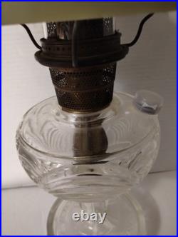 Vintage Aladdin Cathedral Green Crystal Glass Floral Shade Kerosene Stand Collec
