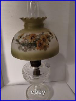 Vintage Aladdin Cathedral Green Crystal Glass Floral Shade Kerosene Stand Collec