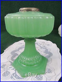 Vintage Aladdin Cathedral Green Moonstone Jadeite Green Oil Lamp Base