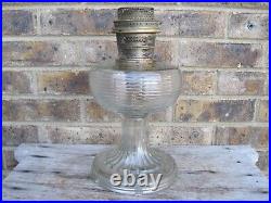 Vintage Aladdin Clear Beta Crystal Beehive Glass Oil Lamp With Burner Super NICE