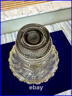 Vintage Aladdin Clear Beta Crystal Cathedral Oil Lamp With Burner & Chimney