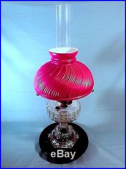 Vintage Aladdin Clear Crystal Cathedral Kerosene Lamp with Shade, Burner & Chimney