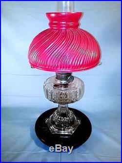 Vintage Aladdin Clear Crystal Cathedral Kerosene Lamp with Shade, Burner & Chimney