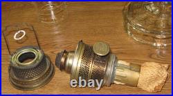 Vintage Aladdin Clear Glass Washington Drape Pattern 24 Oil Lamp With Chimney