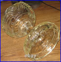 Vintage Aladdin Clear Glass Washington Drape Pattern 24 Oil Lamp With Chimney