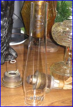 Vintage Aladdin Clear Glass Washington Drape Pattern 24 Oil Lamp With Chimney