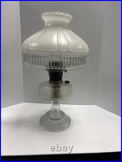 Vintage Aladdin Clear Round Base Model B Burner Shade Nu Type Oil Lamp