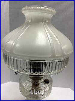 Vintage Aladdin Clear Round Base Model B Burner Shade Nu Type Oil Lamp