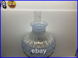 Vintage Aladdin Cobalt Blue Lincoln Drape Oil Lamp with Hand painted Shade