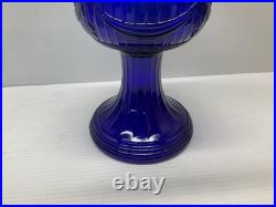 Vintage Aladdin Cobalt Blue Lincoln Drape Oil Lamp with Hand painted Shade
