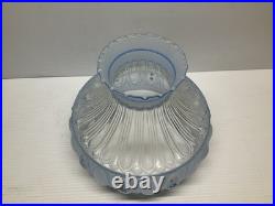 Vintage Aladdin Cobalt Blue Lincoln Drape Oil Lamp with Hand painted Shade