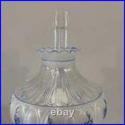 Vintage Aladdin Cobalt Blue Tall Lincoln Drape Converted Oil Lamp with Shade