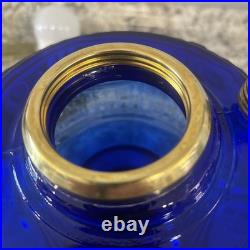 Vintage Aladdin Cobalt Blue Tall Lincoln Drape Converted Oil Lamp with Shade