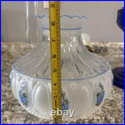 Vintage Aladdin Cobalt Blue Tall Lincoln Drape Converted Oil Lamp with Shade