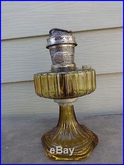 Vintage Aladdin Corinthian Amber Glass Kerosene Mantle Lamp No Shade No Reserve