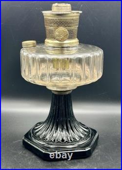Vintage Aladdin Corinthian Clear & Black Oil Lamp With Model B Burner (withIssues)