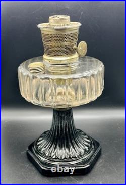 Vintage Aladdin Corinthian Clear & Black Oil Lamp With Model B Burner (withIssues) Vintage Aladdin Corinthian Clear & Black Oil Lamp With Model B Burner (withIssues)