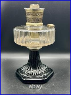 Vintage Aladdin Corinthian Clear & Black Oil Lamp With Model B Burner (withIssues) Vintage Aladdin Corinthian Clear & Black Oil Lamp With Model B Burner (withIssues)