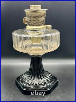 Vintage Aladdin Corinthian Clear & Black Oil Lamp With Model B Burner (withIssues)