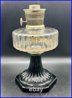 Vintage Aladdin Corinthian Clear & Black Oil Lamp With Model B Burner (withIssues)