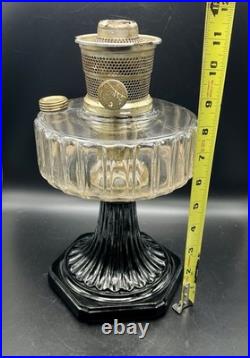 Vintage Aladdin Corinthian Clear & Black Oil Lamp With Model B Burner (withIssues)
