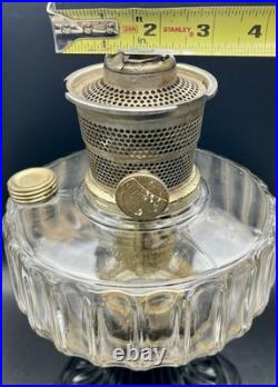 Vintage Aladdin Corinthian Clear & Black Oil Lamp With Model B Burner (withIssues)
