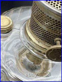 Vintage Aladdin Corinthian Clear & Black Oil Lamp With Model B Burner (withIssues)