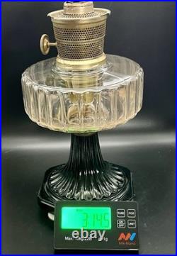 Vintage Aladdin Corinthian Clear & Black Oil Lamp With Model B Burner (withIssues)