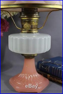 Vintage Aladdin Corinthian Model B White & Rose Moonstone Kerosene Oil Lamp 1936