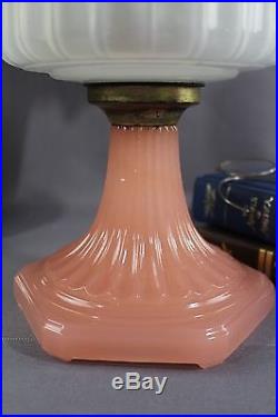 Vintage Aladdin Corinthian Model B White & Rose Moonstone Kerosene Oil Lamp 1936