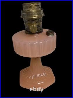 Vintage Aladdin Corinthian Oil Lamp Rose Moonstone Model B Burner 1930s Pink