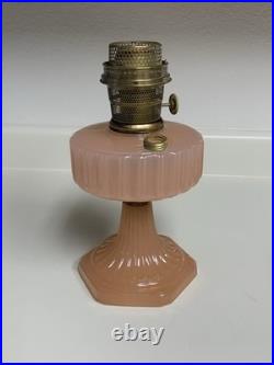 Vintage Aladdin Corinthian Oil Lamp Rose Moonstone Model B Burner 1930s Pink