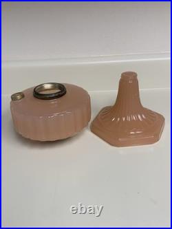 Vintage Aladdin Corinthian Oil Lamp Rose Moonstone Model B Burner 1930s Pink