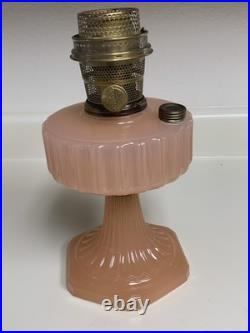 Vintage Aladdin Corinthian Oil Lamp Rose Moonstone Model B Burner 1930s Pink