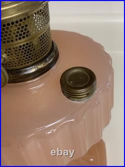 Vintage Aladdin Corinthian Oil Lamp Rose Moonstone Model B Burner 1930s Pink