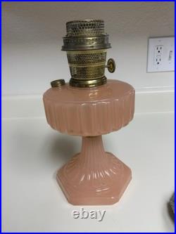 Vintage Aladdin Corinthian Oil Lamp Rose Moonstone W Model B Burner Pink