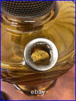 Vintage Aladdin Corinthian Yellow Amber Oil Kerosene Lamp, No Chimney