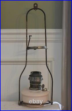 Vintage Aladdin Cream Glass Kerosene Oil Lamp Model B Hanging Lamp witho Chimney