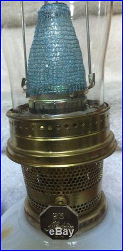 Vintage Aladdin Daisies & Wheat Model 23 Oil Kerosene Glass Lamp, Burner, & Wick