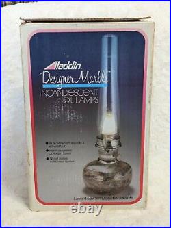 Vintage Aladdin Designer Marble Oil Lamp Model A281M Chimney W Box, Parts READ