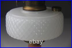 Vintage Aladdin Diamond Quilt Moonstone Kerosene Lamp Pink & White Read